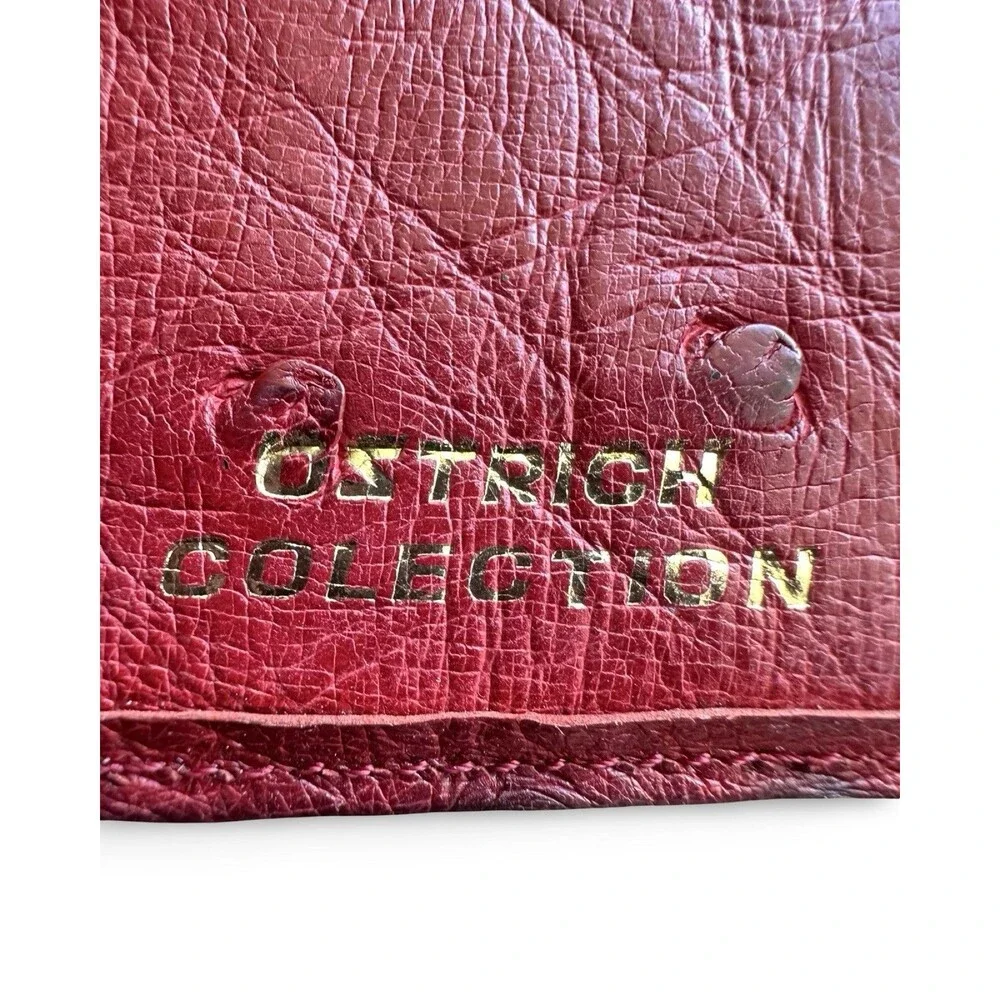 Ostrich Collection Red Genuine Red Ostrich Textured Leather Unisex Wallet